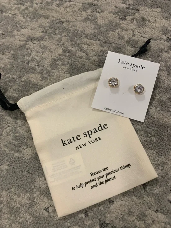 kate spade That Sparkle Gold-Tone Clear Cubic Zirconia Stud Earrings - Picture 1 of 4